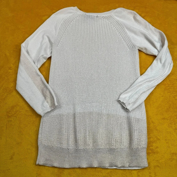 Design 365 Long Sleeve Knit Sweater Womens Size Medium Cream Gold - Picture 2 of 8